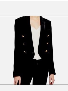 Rachel Zoe Double Breasted Black Velvet Blazer Size XS